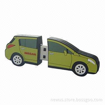 PVC Car USB Flash Drive with Plug-and-play Function, Full Capacity, Anti-shock, Moisture-resistant